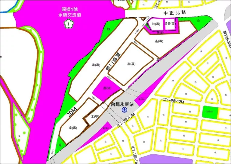 永康車站北側產業專用區公告都市計畫示意圖