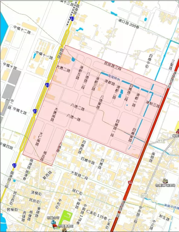 台中港市鎮中心地理位置