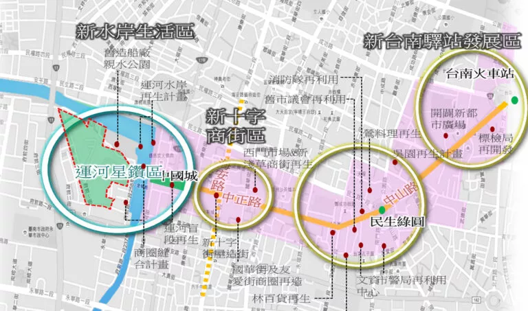 中國城暨運河星鑽計畫發展串聯軸線示意圖